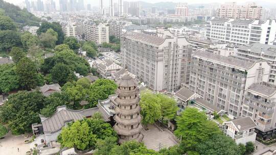 航拍福州地标石塔寺