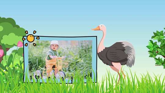 动物园卡通儿童成长相册视频AE模板