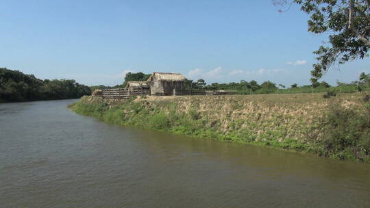 亚马逊河岸边的茅草屋