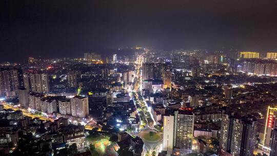 广西钦州城市全景夜景灯光航拍延时8k