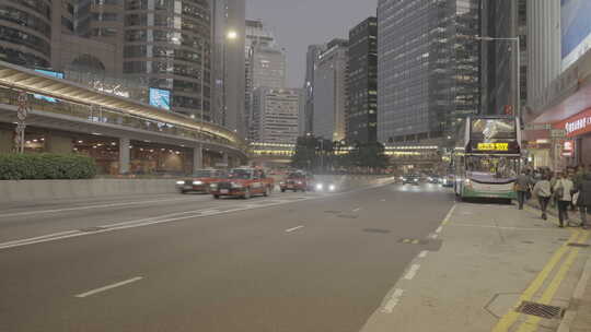 香港马路街景夜景视频素材模板下载