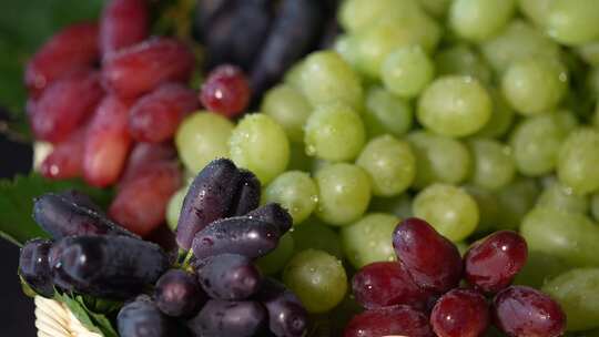 多色新鲜葡萄特写