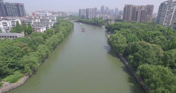 城市 航拍  长镜头  全景  俯拍  河道