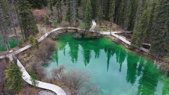 航拍四川阿坝牟尼沟二道海景区