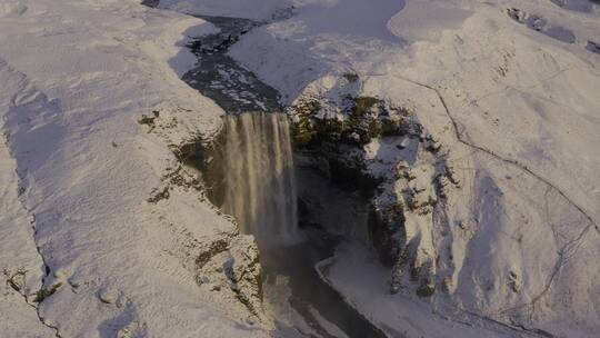 4K冰岛雪山雪地北极圈瀑布航拍视频素材模板下载