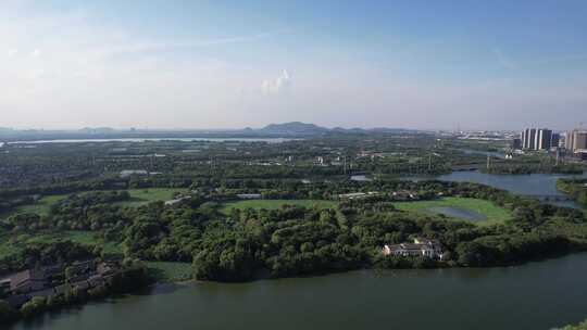 浙江绍兴镜湖国家城市湿地公园航拍视频素材模板下载