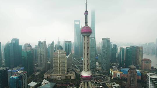 上海东方明珠陆家嘴航拍视频素材模板下载