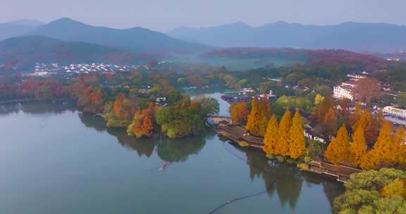 杭州西湖秋色茅家埠景区秋色风光