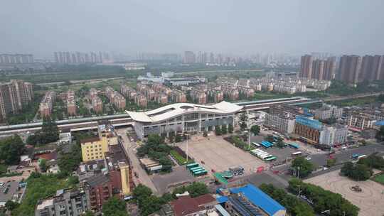 安徽滁州北站火车站交通建筑航拍