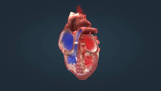 医学人体心脏心血管心动周期电脉冲三维动画