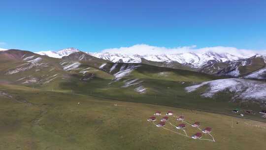 航拍青藏高原青海祁连山脉天境祁连雪山雪景