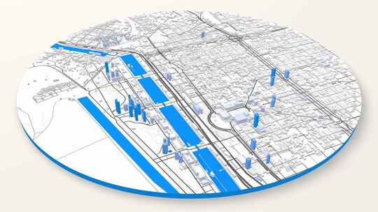 三维模型布宜诺斯艾利斯地图背景循环。围绕