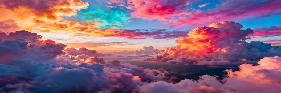 七彩祥云彩云天空美景合集