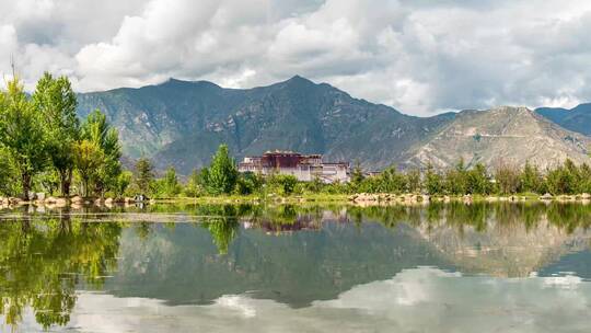 西藏拉萨南山公园布达拉宫延时视频素材模板下载