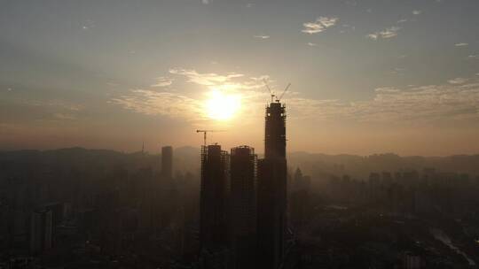 城市风光高楼建筑夜景交通航拍