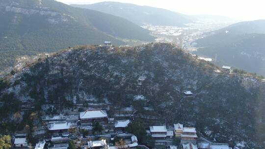 航拍山东济南千佛山4A景区雪景