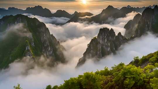 山间云海日出美景