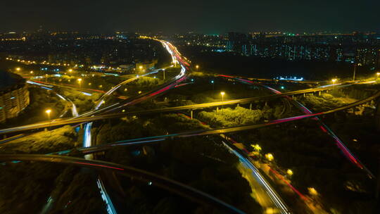 上海莘庄立交桥4K夜景延时航拍