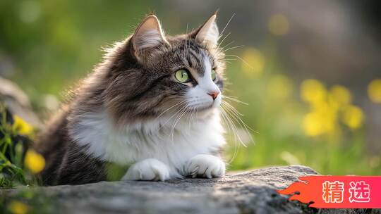 优雅挪威森林猫的自然生活瞬间猫小猫