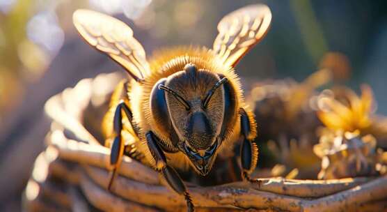 蜜蜂微距特写素材