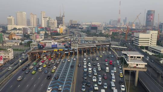 高速公路收费口鸟瞰视频素材模板下载