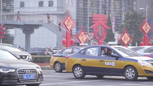 春节过年 中关村桥车流 装饰 多角度视频素材模板下载