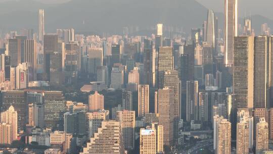 深圳福田区CBD建筑群长焦航拍