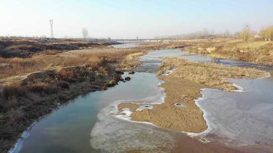 航拍 河流 小溪 水 水流 小河