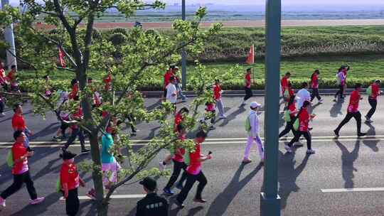 岳阳君山马拉松比赛航拍