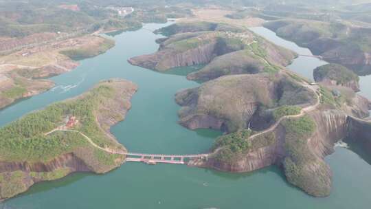 中国航拍湖南郴州高椅岭丹霞地貌