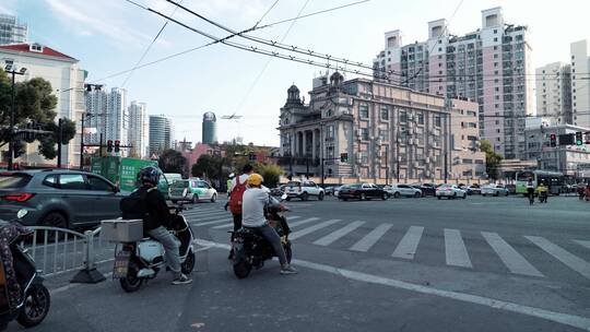 上海浦西马路街景视频素材模板下载