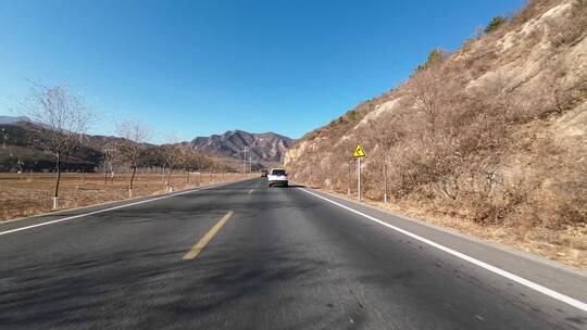 行车视角道路两侧绿化风景开车第一视角开车