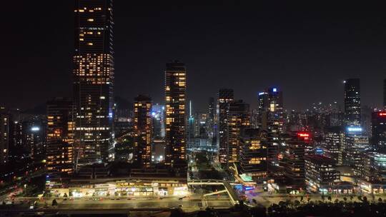 深圳南山区深圳湾夜景航拍