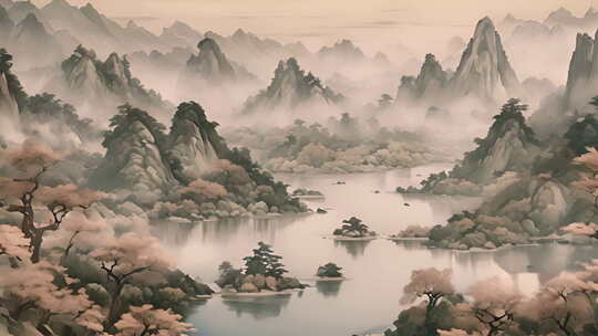 简约意境中国风山水画背景