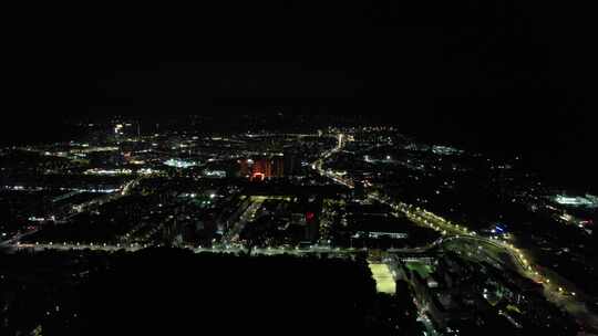 广东肇庆城市夜景交通航拍