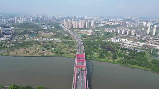 航拍江西赣州新世纪大桥