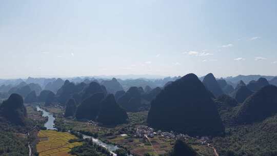 桂林阳朔十里画廊桂林山水风光航拍