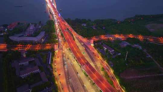 杭州彩虹快速路之江大桥夜景