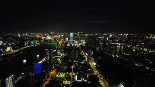 福建福州大景城市夜景灯光航拍