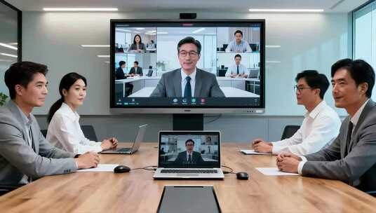 商务人士进行视频会议场景