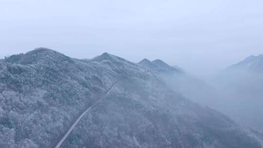 4k湖北宜昌高海拔雾凇山脉绝景仙境航拍