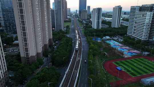 城市地铁 航拍地铁行驶