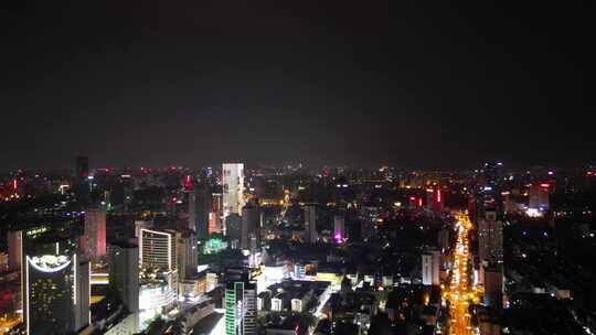 航拍安徽合肥夜景合肥老城区夜景