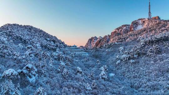 安徽黄山风景区冬季冬雪航拍