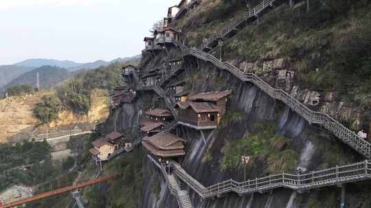 江西上饶望仙谷航拍山谷建筑景观