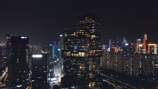 4k航拍深圳南山地标腾讯滨海大厦夜景视频素材模板下载