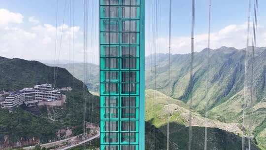 4k航拍贵州花江峡谷大桥 观光电梯
