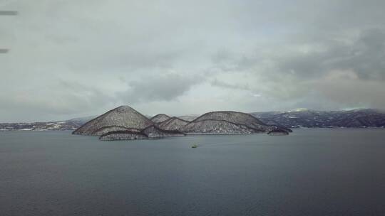 日本北海道洞爷湖温泉镇风光航拍