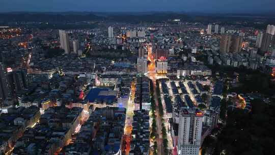 合集城市小区街道夜景航拍