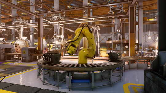 汽车工厂的汽车装配线生产视频素材模板下载